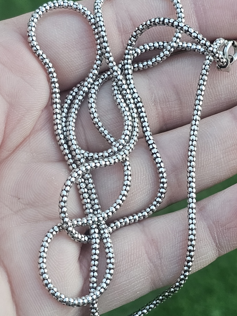 Solid 18K White Gold Popcorn Chain Necklace (32 Inches, 12.59g)